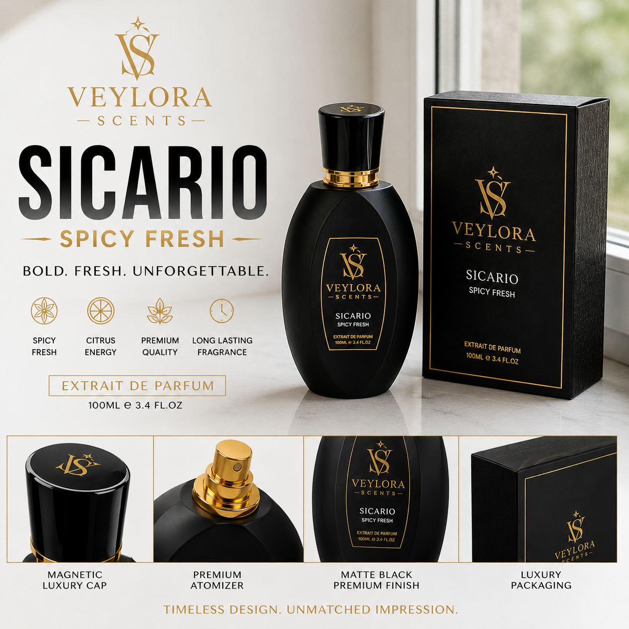 Veylora Sicario – Unisex Luxury Perfume (Spicy Fresh)